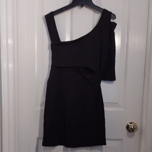 Frederick's of Hollywood Chic Black One-Shoulder Dress RARE  Sz L